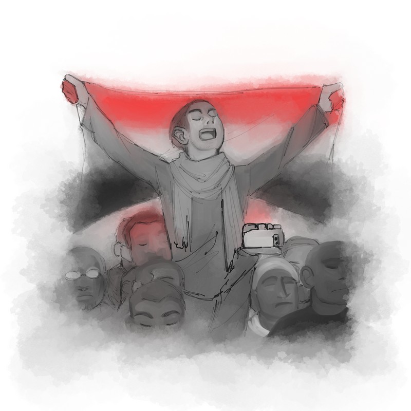 A revolutionary and his Egyptian flag -Kit Lloyd for Middle East Monitor